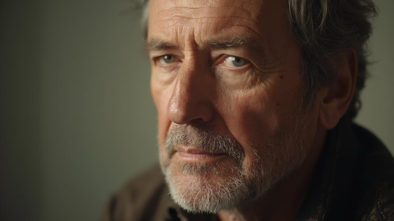 Retrato de un hombre mayor con barba, expresando reflexión y sabiduría.